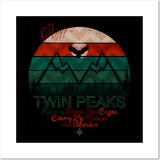 Visit Twin Peaks, Home of Damn Fine Coffee, Cherry Pie Heaven and Murders, Horror movies fan, Horror Tshirt, Halloween Sweatshirt, Bloody Floor, Black and white sticker Posters and Art